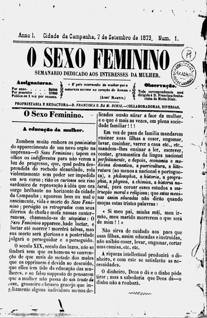 Primeiro número de "O Sexo Feminino"